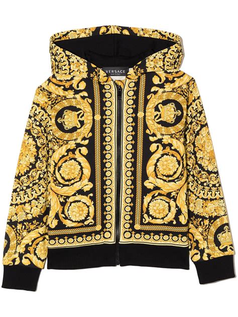 versace silk hoodie|Versace zip up hoodie.